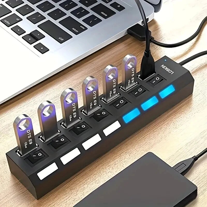 Laptop Accessories Hub - Adaptateur HUB USB 2.0 haute vitesse,