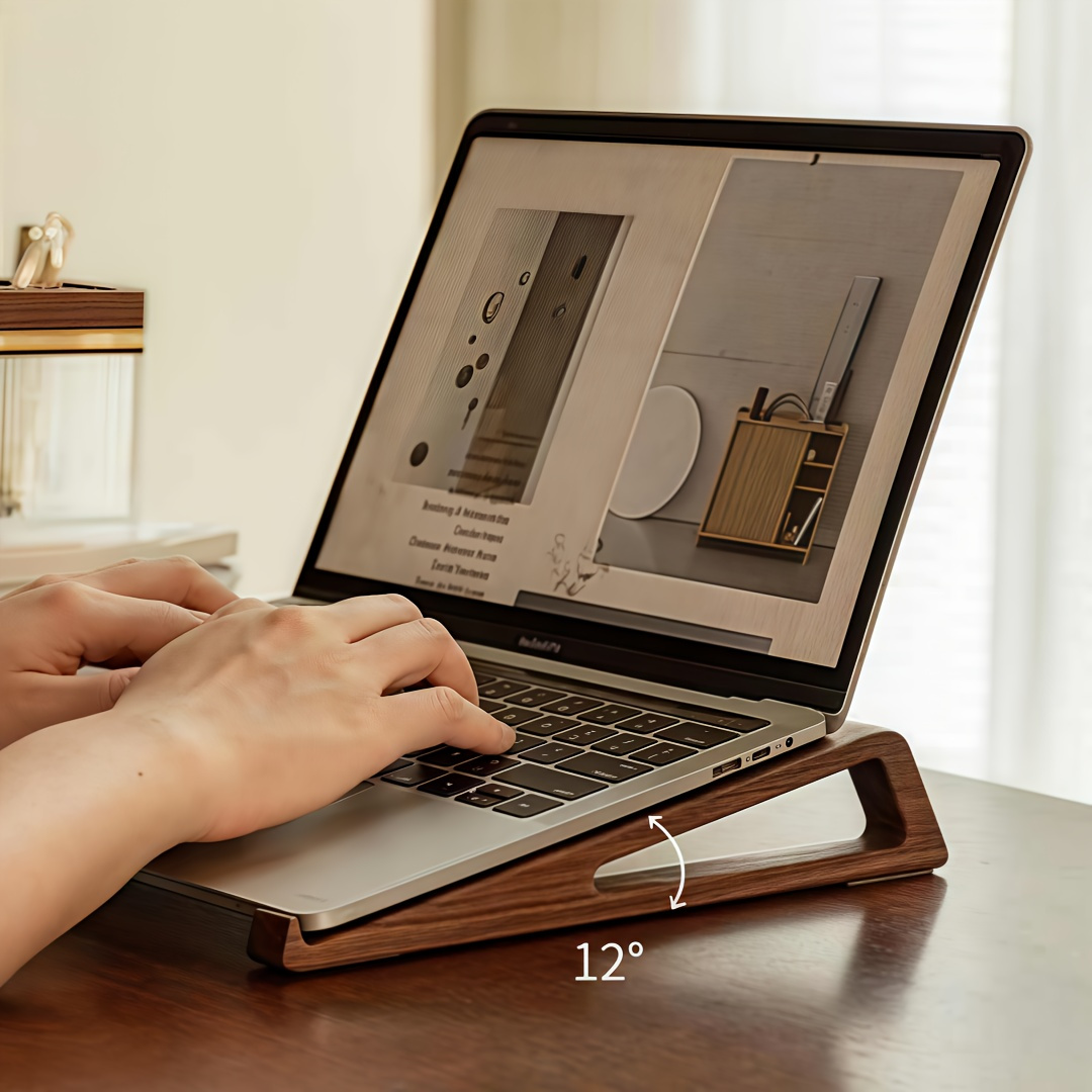 Laptop Accessories Design - Support portable pliable en bois pour