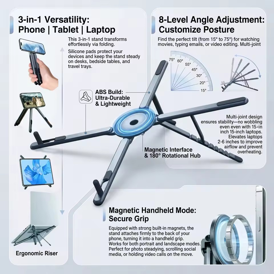 Laptop Extra Accessories - Support de téléphone magnétique portable et